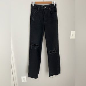 Black Zara high rise wide leg jeans